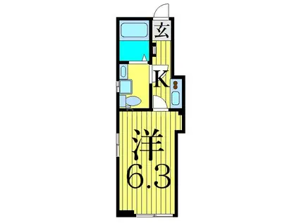 サザンロード京成高砂(1K/2階)の間取り写真