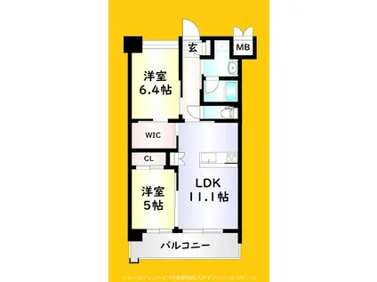 ウィングス西本町(2LDK/3階)の間取り写真