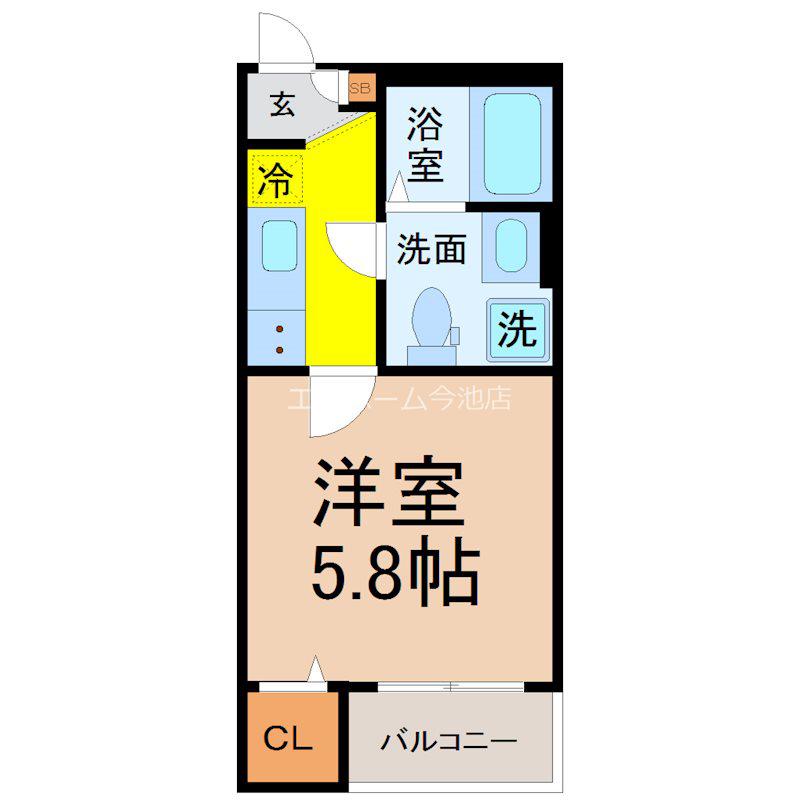 A-FLAT(1K/3階)の間取り写真