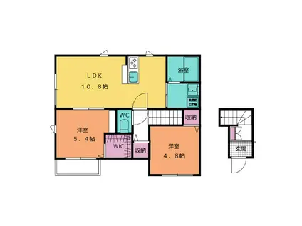 釜台ヒルトップ(2LDK/2階)の間取り写真