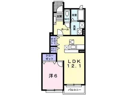 シャン・ド・フルールIII(1LDK/1階)の間取り写真