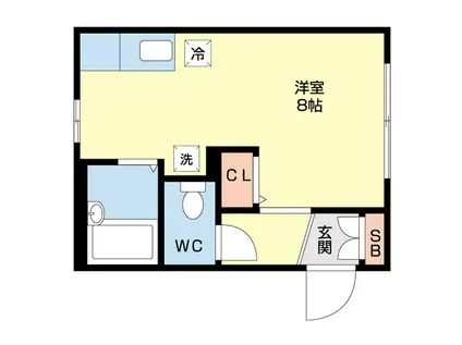 メゾン・ド・ヴァン(ワンルーム/1階)の間取り写真