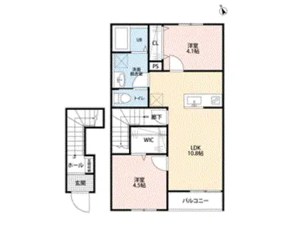 リーブルファイン久喜東 II(2LDK/2階)の間取り写真