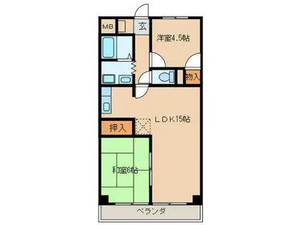 ミルオンデュール西町(2LDK/6階)の間取り写真