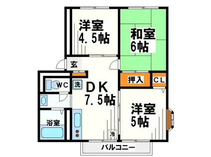 エスペラント烏山III(3DK/1階)の間取り写真
