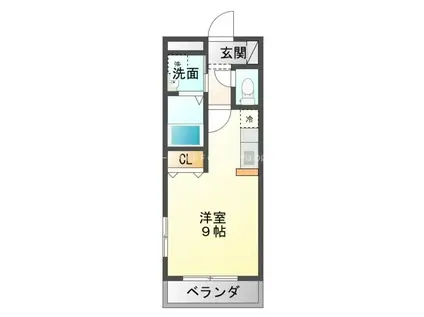 ヴィラ桜(ワンルーム/2階)の間取り写真