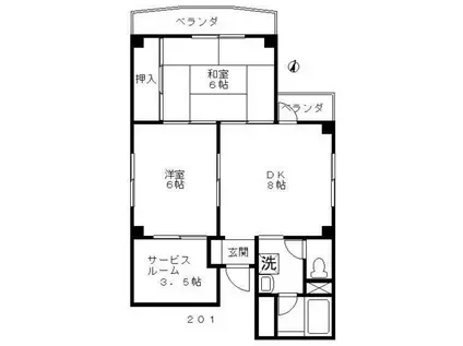 ワラビハウス(2SDK/2階)の間取り写真