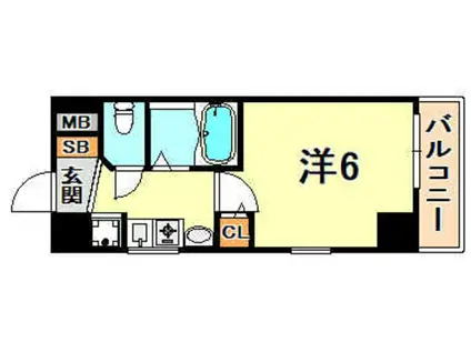 エステムコート神戸ハーバーランド前(1K/6階)の間取り写真