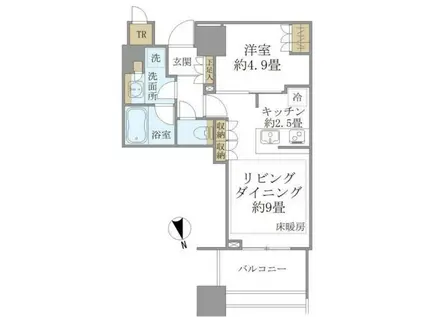 白金ザ・スカイ イースト(1LDK/17階)の間取り写真