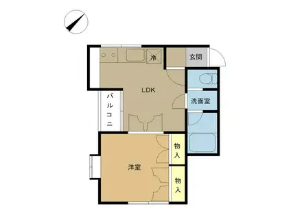 クレセントアキツII(1LDK/2階)の間取り写真