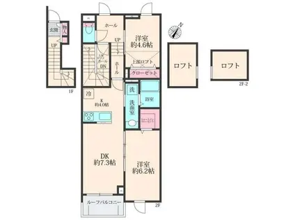 仮日野市東平山 工事(2LDK/2階)の間取り写真