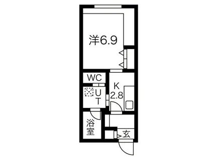 地下鉄東豊線 学園前駅(札幌) 徒歩4分 4階建 築10年(1K/2階)の間取り写真