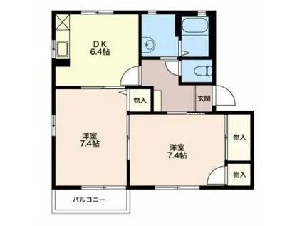 コーポ欅 B(2DK/1階)の間取り写真