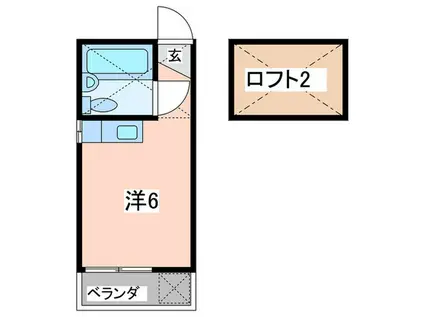 ポポニューハウス(ワンルーム/2階)の間取り写真