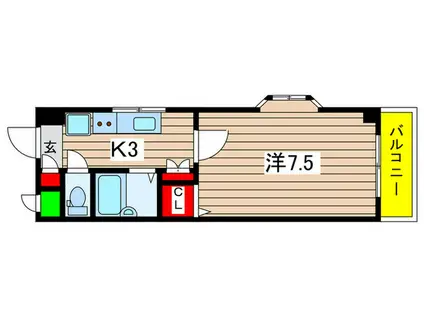 ヴィラージュ向ヶ丘(1K/1階)の間取り写真