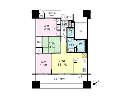 ブランビュー加古川本町(3LDK/5階)の間取り写真