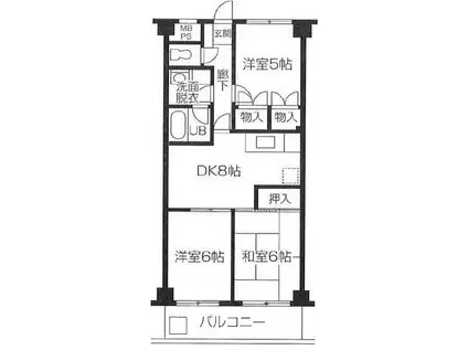 エステート柿の木(3DK/2階)の間取り写真