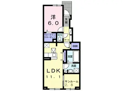ピープルリバー九頭竜川I(1LDK/1階)の間取り写真