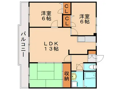 エクセレント岩室(3LDK/3階)の間取り写真