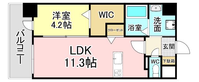 PROSPERER大手町(1LDK/2階)の間取り写真