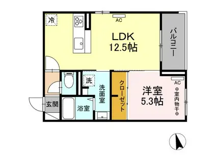 D-ROOM卸町 I(1LDK/2階)の間取り写真