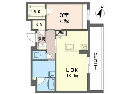 フォレナ山田東(1LDK/3階)の間取り写真