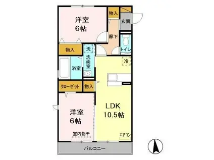 サウスプラザ(2LDK/3階)の間取り写真