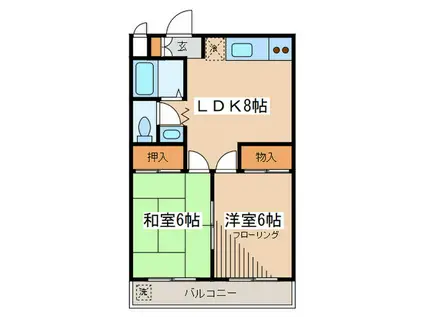 グランフォーム喜多見(2LDK/1階)の間取り写真