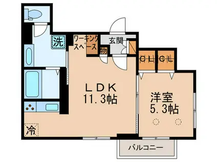 オリーヴォ(1LDK/3階)の間取り写真
