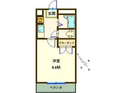 コンフォートイナリ(1K/1階)の間取り写真