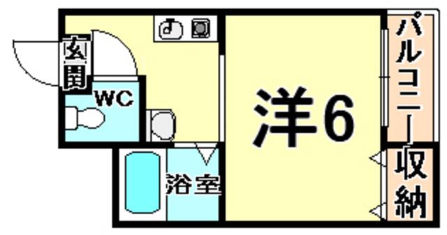 マリオン甲子園(ワンルーム/2階)の間取り写真