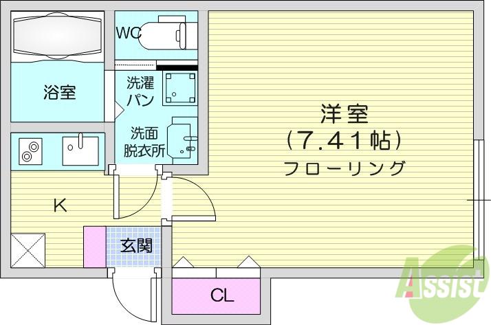 メゾン・ド・アミティ(1K/2階)の間取り写真