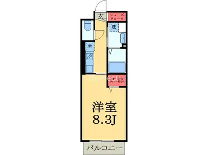 リゾーマおゆみ野(1K/2階)の間取り写真