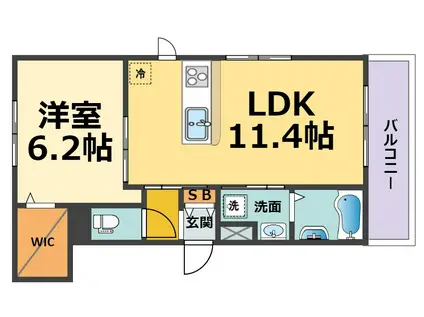 SUNNY CONFORT(1LDK/2階)の間取り写真