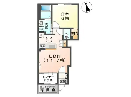 一宮市大和町妙興寺十王堂アパート(1LDK/1階)の間取り写真