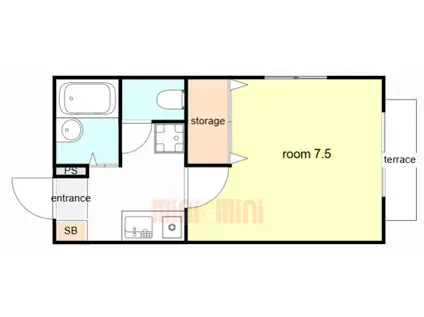 エーデルハイム会下山(1K/1階)の間取り写真
