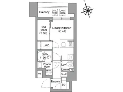 コンフォリア・リヴ八丁堀(1DK/9階)の間取り写真