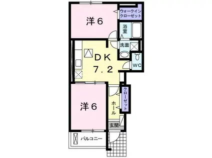 セレノ佐久平 B(2DK/1階)の間取り写真