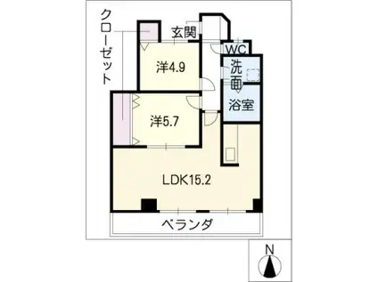 ティルリール(2LDK/1階)の間取り写真
