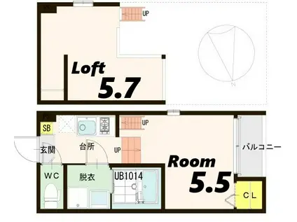 GROWTH御幣島(1K/2階)の間取り写真