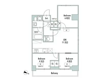 GRANPASEO東十条(3LDK/10階)の間取り写真