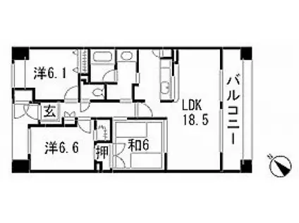 HIROSHIMA GARDEN GARDEN ノース TOWER(3LDK/28階)の間取り写真
