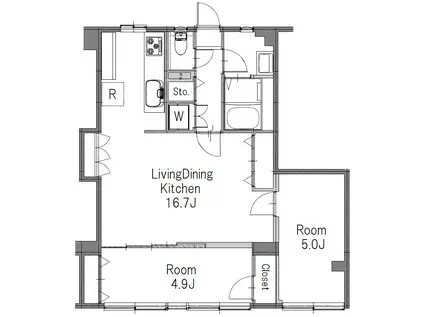 ツイン一の橋1号館(2LDK/11階)の間取り写真