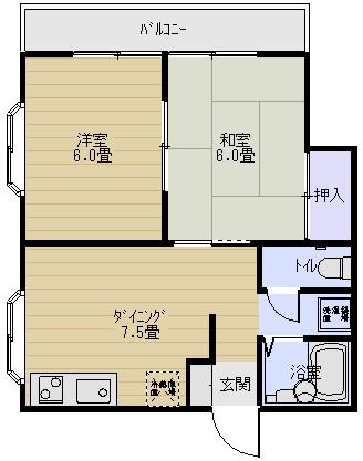 アンナムール(2DK/2階)の間取り写真