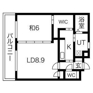 リンデン東薬院(1LDK/8階)の間取り写真