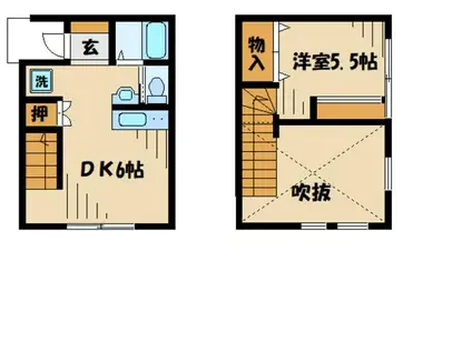 エステート長津田V棟(1DK/1階)の間取り写真