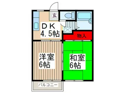 ホワイトコーポ(2DK/2階)の間取り写真