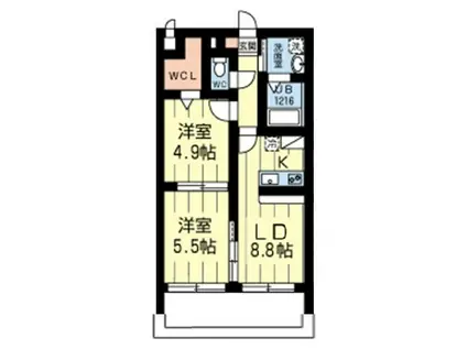 セインツ・カーサ上熊本(2DK/10階)の間取り写真