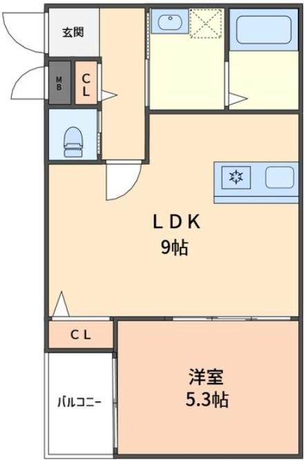 クレスト高安(1LDK/1階)の間取り写真