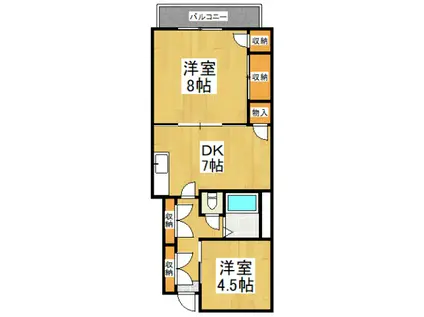 ハウスキタロー(2K/2階)の間取り写真